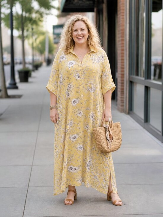 torrid Dresses & Skirts - Torrid Yellow Belle Isle Floral Dress with White & Black Botanical Print Size 2X
